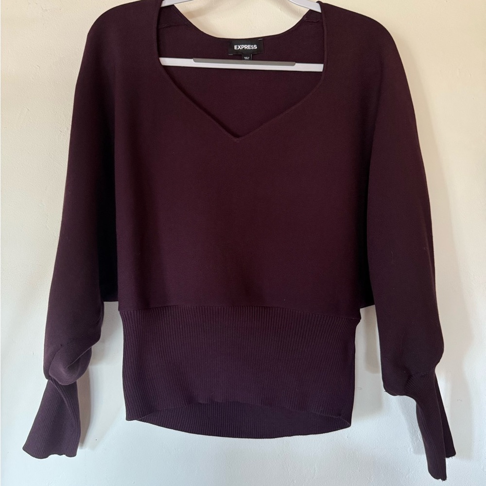Express Plum Colored Balloon Sleeve Sweater.